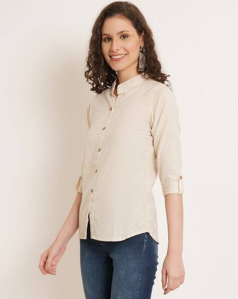 Nyrika Women Mandarin-Collar Regular Fit Top