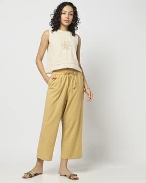 yousta Women Wide-Leg Palazzos with Insert Pocket-picture-11