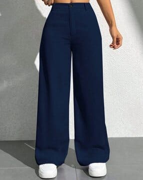 Women Flat-Front Relaxed Fit Pants-image-22