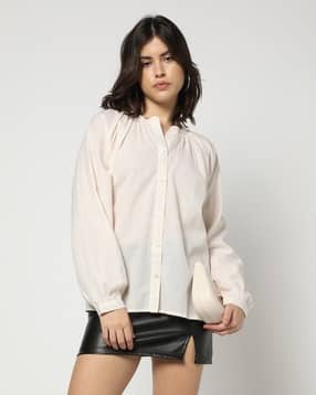 Women Pleated Yoke Detail Top