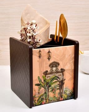 Wooden 4 Partition Cutlery Holder-image-24