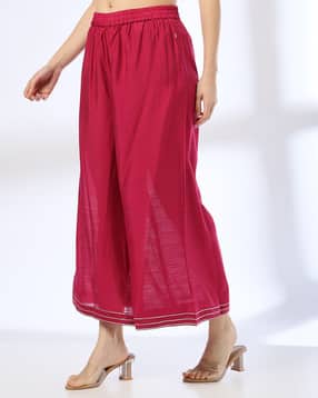 Women Flared Palazzos with Elasticated Waist