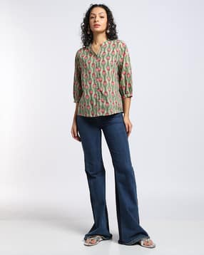 svrnaa by azorte All Over Printed Cambric Top-picture-15
