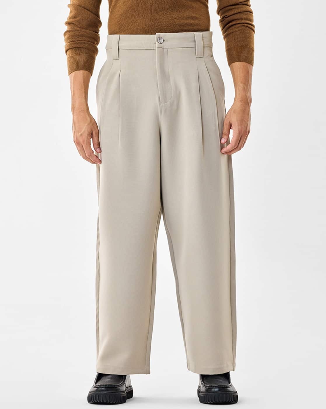 Buy SNITCH Men High-Rise Baggy Fit Pleat Online | Ajio.com