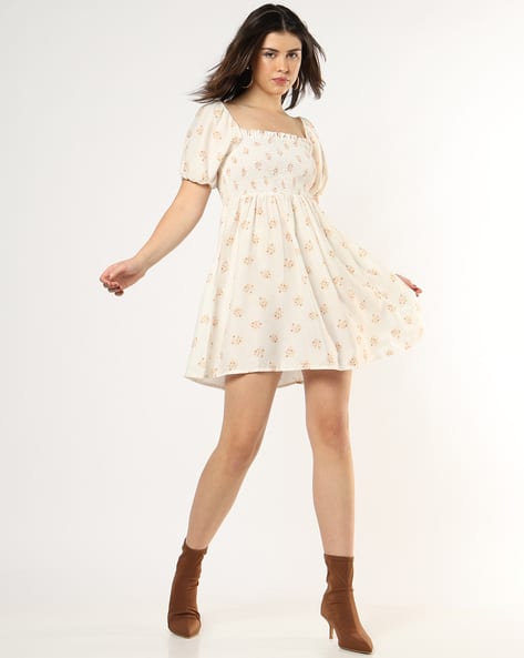 Fyre Rose Women Floral Print Smocked Fit & Flare Dress
