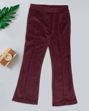 pantaloons junior Girls Ribbed Flat-Front Bootcut Pants with Insert Pockets-picture-48