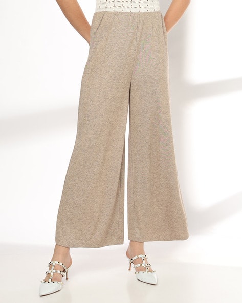 FIG Women Heathered Wide-Leg Knitted Trousers