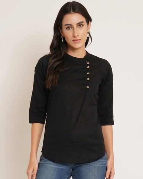 Acai Women Mandarin Collar Regular Fit Top