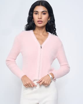 honey by pantaloons Women V-Neck Zip-Front Cardigan-picture-33