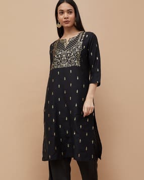 melange by lifestyle Women Embroidery Straight Kurta -picture-53