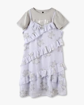 rio girls Girls Floral Print Ruffle Twofer Dress-picture-13