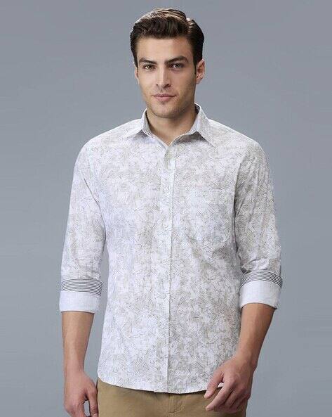 KENNETH COLE Men Spread Collar Geometric Slim Fit Shirt