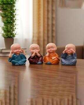 Set of 4 Baby Monk Buddha Statues