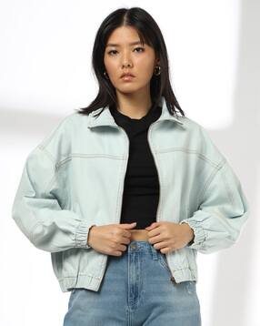 Women Washed Tailored Fit Denim Jacket-image-39