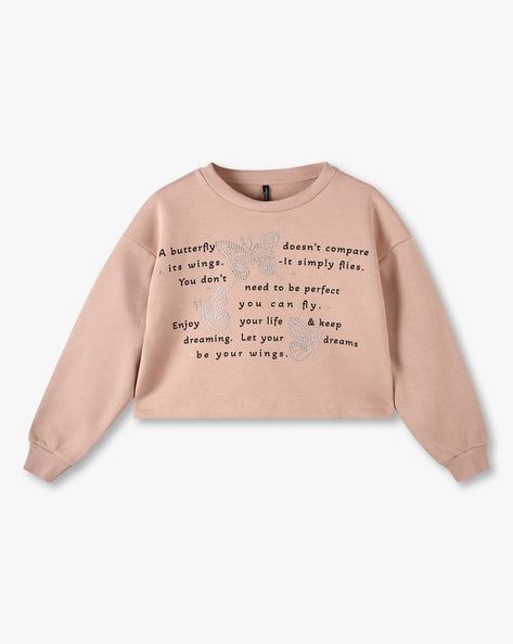 RIO GIRLS Girls Typographic Print Regular Fit Sweatshirt