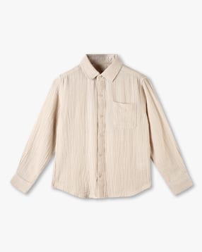 Boys Patterned Slim Fit Cotton Shirt