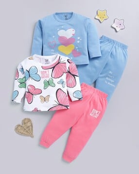 Girls Pack of 2 Graphic Pants with Top Set