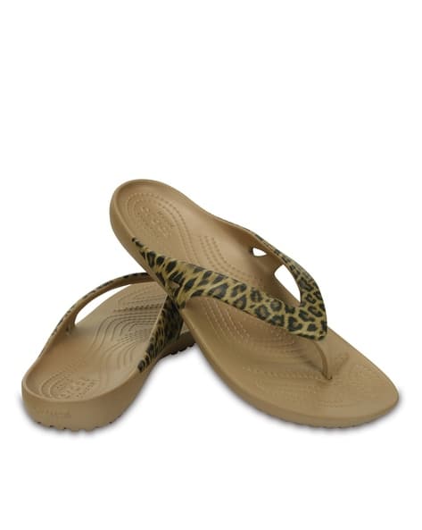 crocs platform flip flops leopard