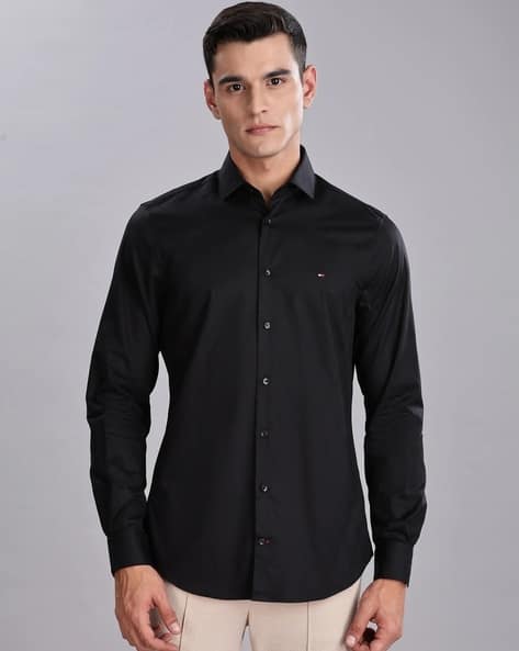 Men Navy Blue Solid Regular Fit Cotton Polo T-Shirt
