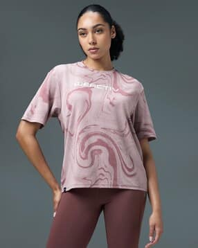 technosport Women Typographic Print Oversized Fit Crew-Neck T-Shirt-picture-28