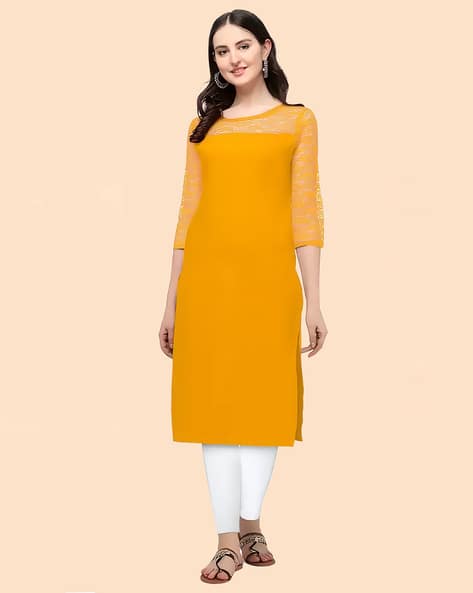 ZELZIS Round-Neck Straight Kurta