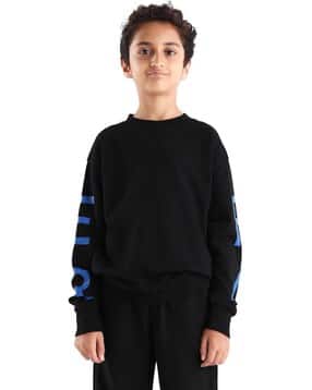rare ones Boys Typographic Print Oversized Fit Sweatshirt with Full Sleeves-picture-11