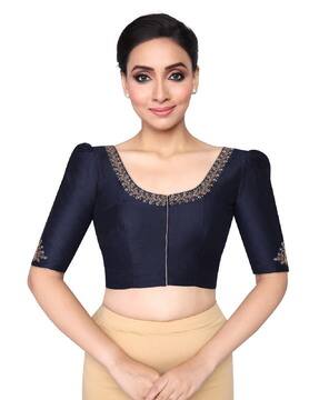 Buy RENE Embroidered Neckline Front-Op Online | Ajio.com