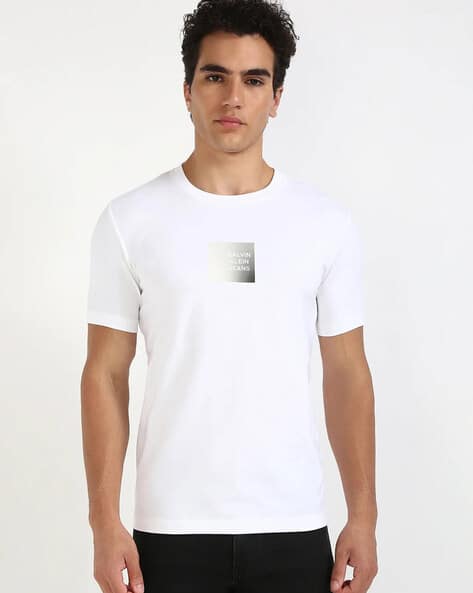 Calvin Klein Jeans Men Logo Regular Fit Crew- Neck T-Shirt