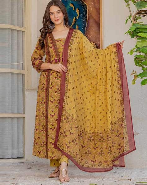 JAIMINI Women Floral Print Anarkali Kurta Set with Dupatta