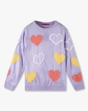 kg frendz Girls Heart-Knit Round-Neck Sweatshirt-picture-11