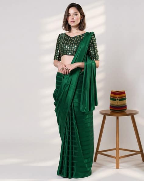 Ri-wah Women Striped Saree with Blouse Piece