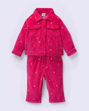 ed-a-mamma Girls Embroidred Cotton Shirt & Pants Set-picture-42
