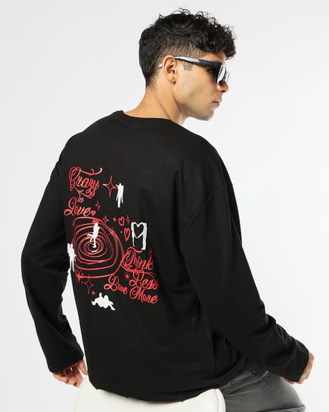 Buda Jeans Co Raw Edge Oversized Sweatshirt with Graphic Print