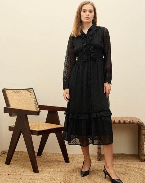 Sassafras Women Self-design Fit and Flare Dress