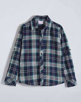 hopscotch Boys Checked Regular Fit Spread-Collar Shirt-picture-37