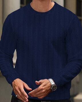 kajaru x ag Men Striped Regular Fit Crew-Neck Sweatshirt-picture-13