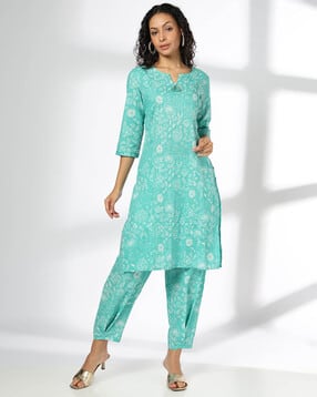 avaasa mix n' match Women Floral Print Kurta Bottomwear Sets-picture-10