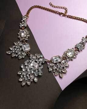 sohi Women Silver Stone Drop Necklace-picture-4