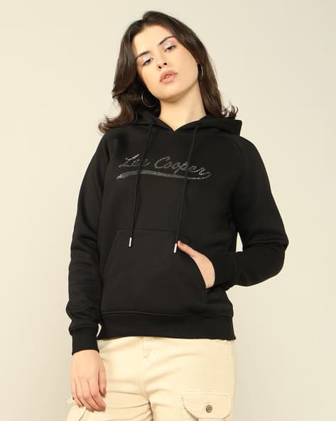 Lee Cooper Women Typographic Print Oversized Fit Hooded Sweatshirt