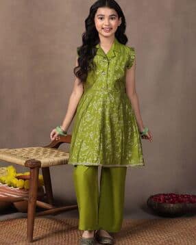 fashion dream Girls Floral Print 2-Piece Kurta Set-picture-40
