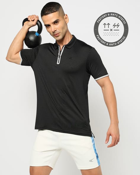 PERFORMAX Men Racquet-Checked Bonded Regular Fit Polo T-Shirt