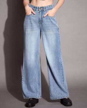 Women High-Rise Straight Fit Cotton Jeans