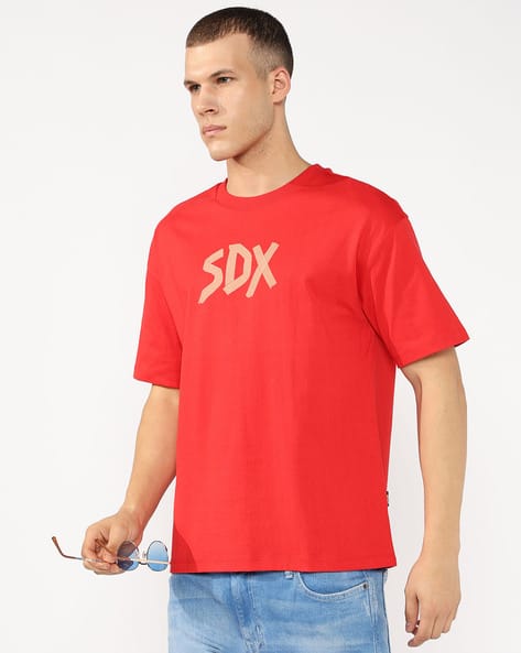 SUPERDRY Logo Tape Print Regular Fit Crew-Neck T-Shirt