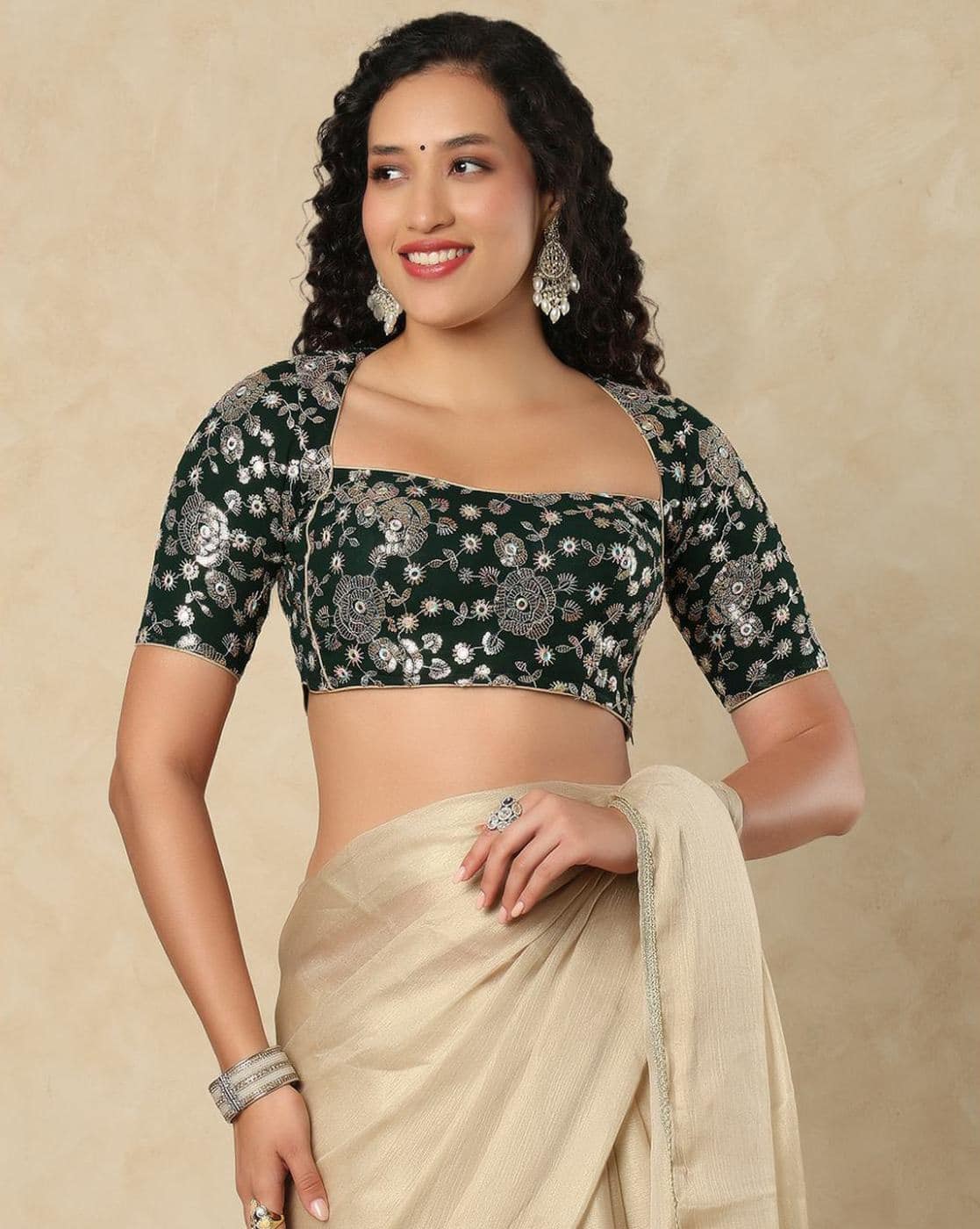 Buy SALWAR STUDIO Women Embellished Square-Neck Blouse Online