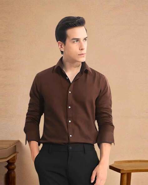 Alpha Tribe Men Regular Fit Shirt with Spread Collar