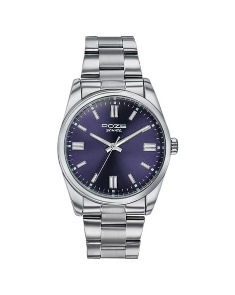 SONATA Men Poze Drop 6 Analogue Watch with Stainless Steel Strap-SP70033SM05W