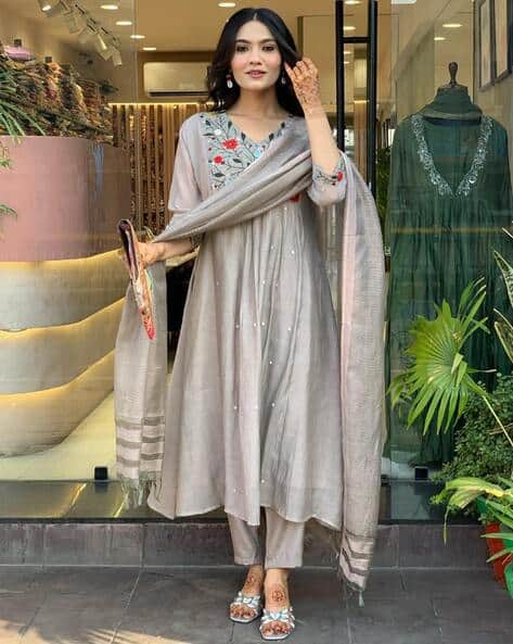 Indie Picks Embroidery A-line Kurta Set