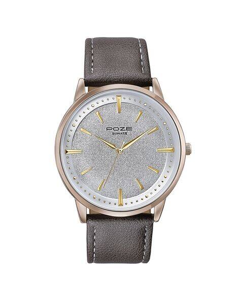 SONATA Men Poze Analogue Watch with Leather Strap-SP70054QL01W