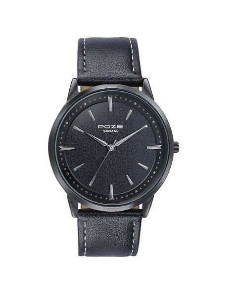 SONATA Men Poze Analogue Watch with Leather Strap-SP70054NL01W
