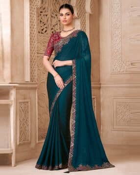 ri-wah Women Traditional Saree with Blouse Piece-picture-1